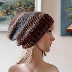 czapka na drutach,rękodzieło,czapka unisex - Inne - Dodatki