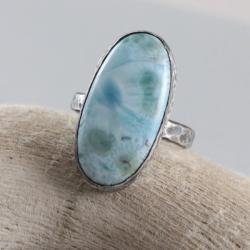 larimar i srebro,pierścionek z larimarem - Wisiory - Biżuteria