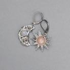 Kolczyki kolczyki,księżyc,wire wrapping,kamień księżycowy