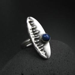 pierścionek,biżuteria,srebro,lapis lazuli - Pierścionki - Biżuteria