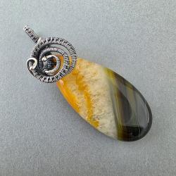 wire wrap,wire wrapping,bursztynowy,żółty - Wisiory - Biżuteria