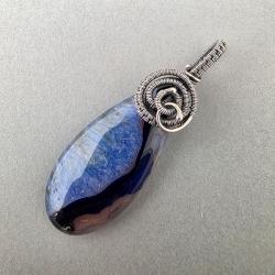 niebieski agat,wire-wrapping,wire wrapping,wisior - Wisiory - Biżuteria