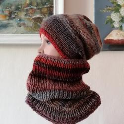 czapka na drutach,komin na drutach,rękodzieło - Inne - Dodatki