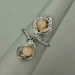 pierścionek,regulowany,wire wrapping,kamień - Pierścionki - Biżuteria