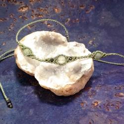 zielony choker pleciony z agatem - Naszyjniki - Biżuteria