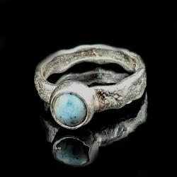 larimar,srebro,srebrny - Pierścionki - Biżuteria