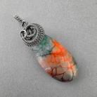 Wisiory agat,wire wrapping,talizman,srebro oksydowane