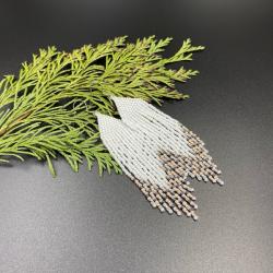 kolczyki boho,koralikowe kolczyki białe - Kolczyki - Biżuteria
