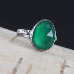 chalcedon i srebro - pierścionek z chalcedonem - Pierścionki - Biżuteria