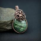 Wisiory wire wrapping,szmaragd,miedziany wisior,
