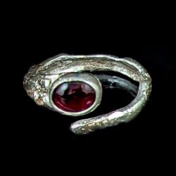 granat,srebrny,srebro,blask,granat,bordowy - Pierścionki - Biżuteria