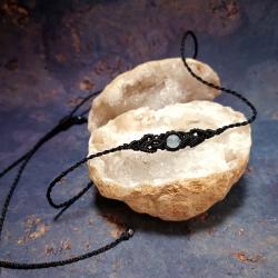 czarny delikatny choker pleciony jadeit makrama - Naszyjniki - Biżuteria