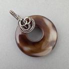 Wisiory brązowy wisior,okrągły,wire wrapping,duży wisiorek
