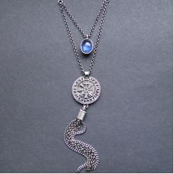 srebro,kyanit,nordynki,runa,medalion,amulet - Naszyjniki - Biżuteria