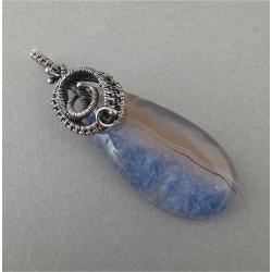 niebieski agat,wire-wrapping,wire wrapping,wisior - Wisiory - Biżuteria