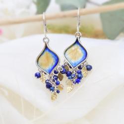baśniowe kolczyki,lapis lazuli,kaskady,złote - Kolczyki - Biżuteria