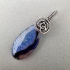 Wisiory niebieski agat,wire-wrapping,wire wrapping,wisior