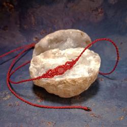 czerwony delikatny choker jadeit w makramie - Naszyjniki - Biżuteria