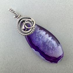 wire wrapping,wire-wrapping,fioletowy agat,fiolet - Wisiory - Biżuteria