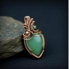 Wisiory wire wrapping,miedziany wisior,awenturyn,kamień