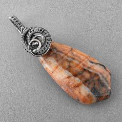 łososiowy róż,łososiowy,wire-wrapping,oksydowany - Wisiory - Biżuteria