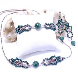 pleciony choker bransoletka kolczyki makrama - Komplety - Biżuteria