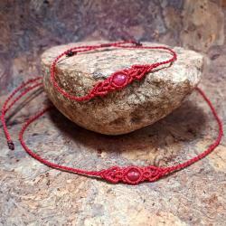 czerwony delikatny choker i bransoletka jadeit - Komplety - Biżuteria
